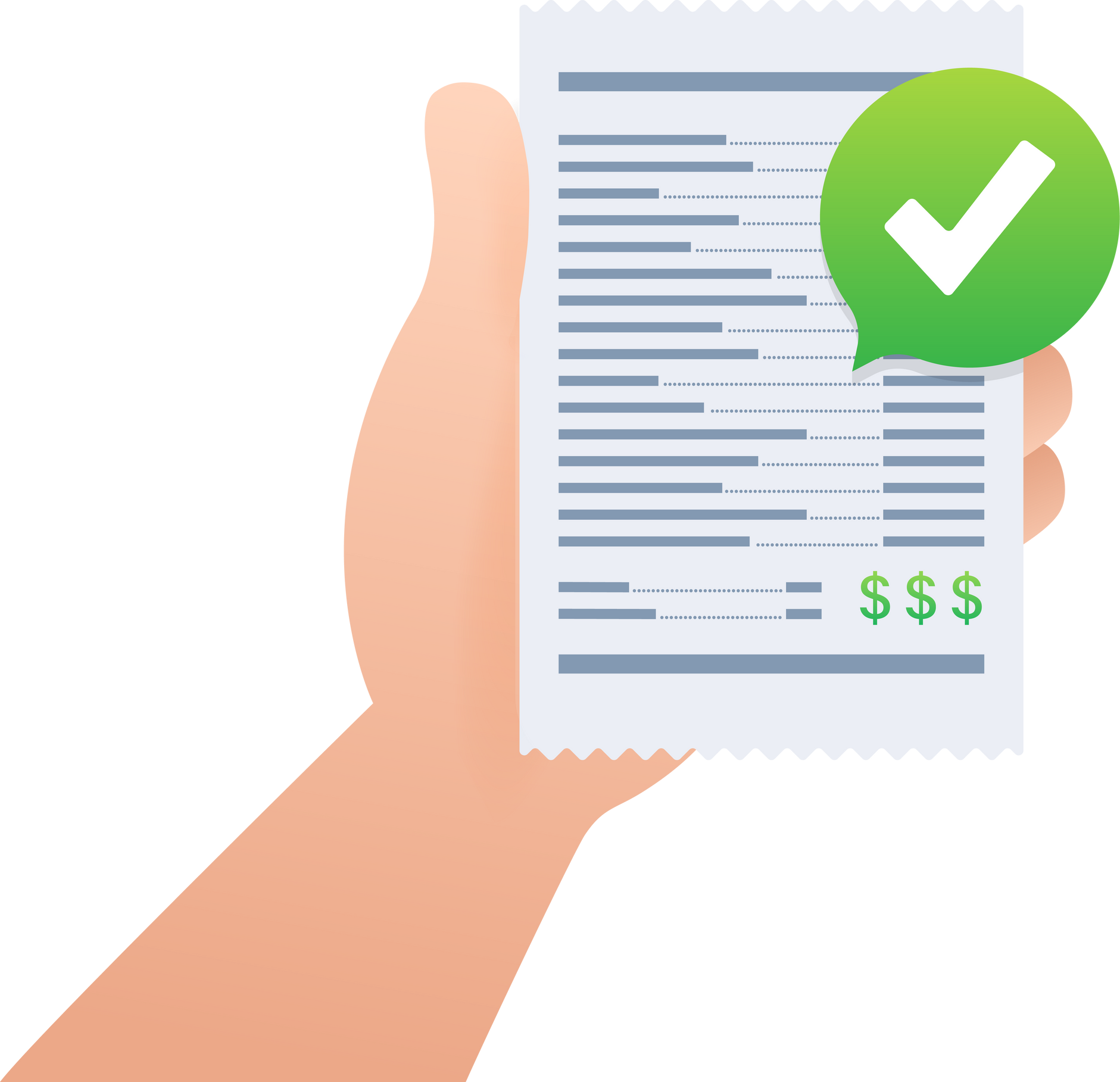 Vector Illustration of Approved and Declined Receipts with Checkmark and